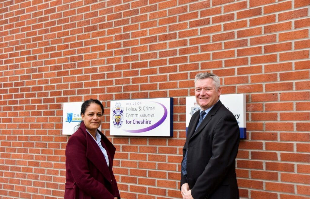 Afrah Qassim, CEO and Founder of Savera UK and Police and Crime Commissioner for Cheshire, John Dwyer